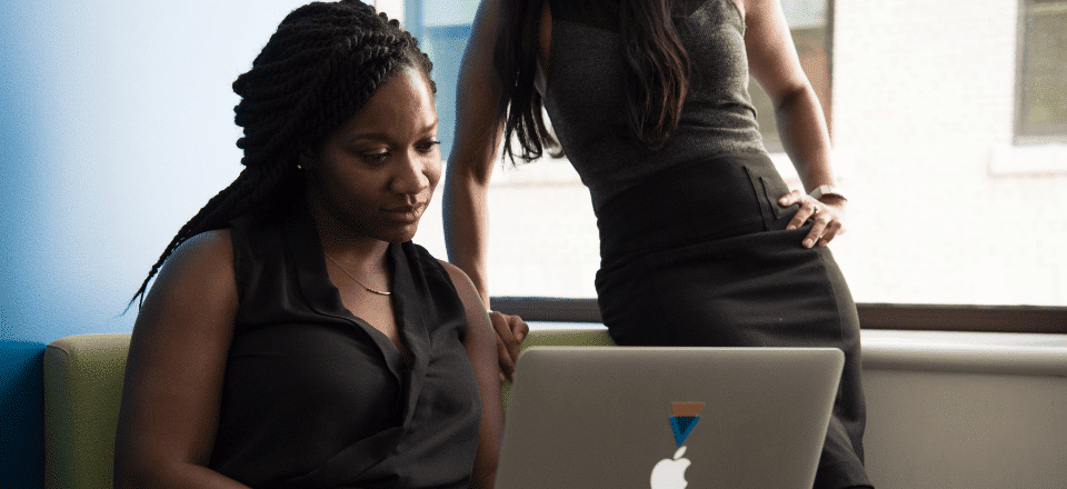 Woman sitting at a computer